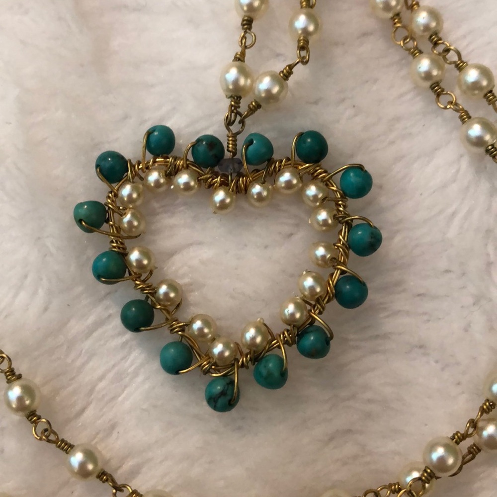 Delicate handcrafted bead and wire heart necklace